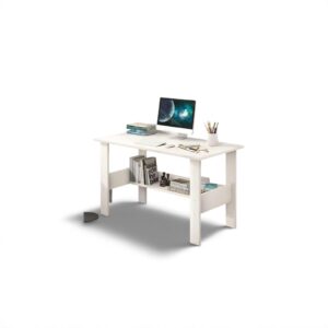 Engineered Wood Computer Desk with One Tier Shelves Laptop Study Table for Office Home Workstation Writing Modern Desk (CT-01/ White / 90 x 50 x 77 cm)
